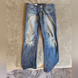 Less distressed Straight leg jeans